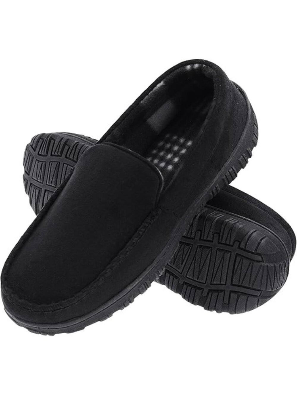 Lulex Size 9 Moccasins Mens Memory Foam Loafers Indoor Outdoor Slippers Black